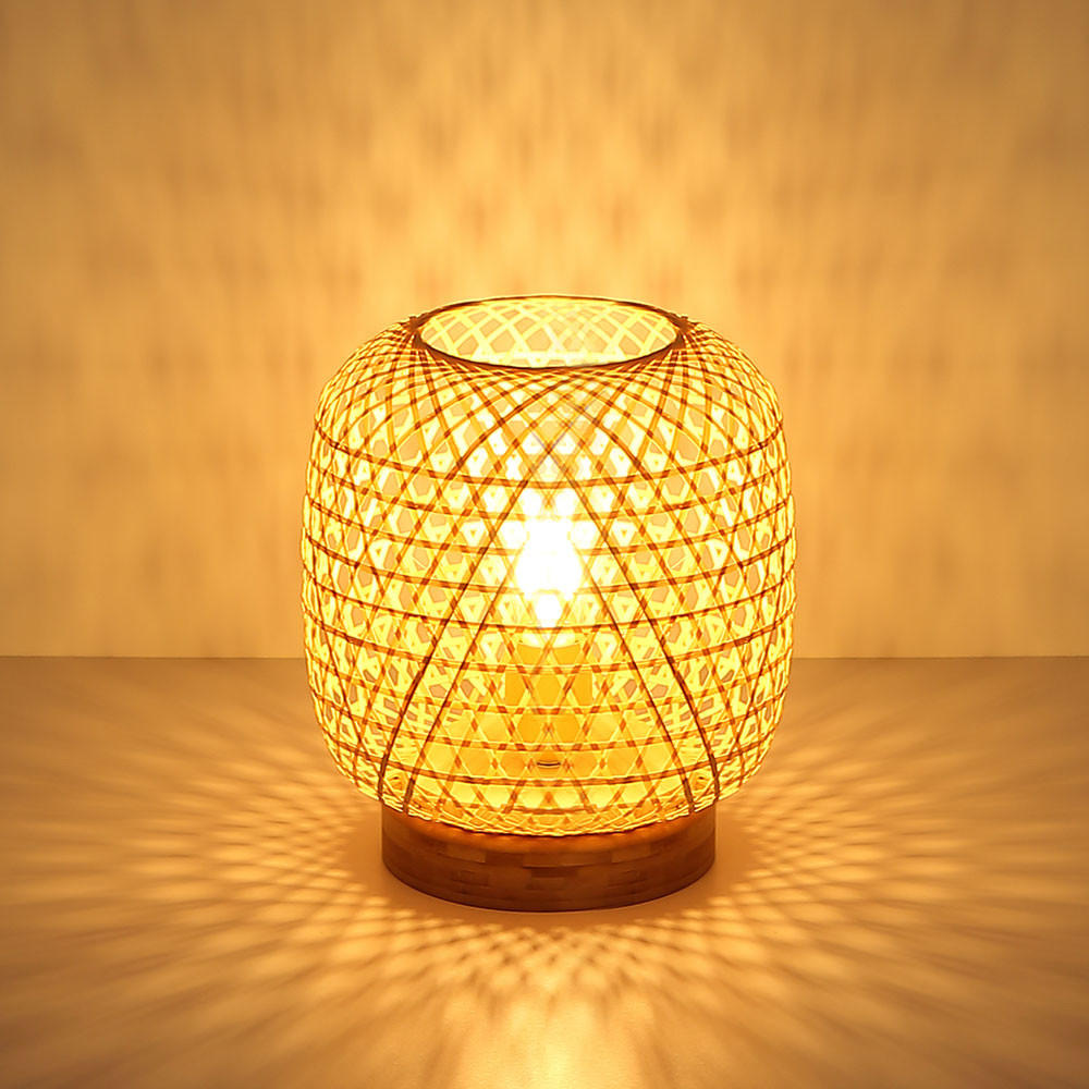 TISCHLEUCHTE Bambusgeflecht Braun - Braun, Holz (23.5/23.5/27cm) - Globo Lighting