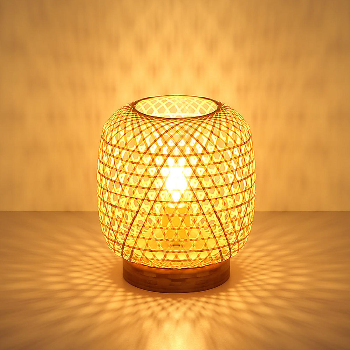 TISCHLEUCHTE Bambusgeflecht Braun - Braun, Holz (23.5/23.5/27cm) - Globo Lighting