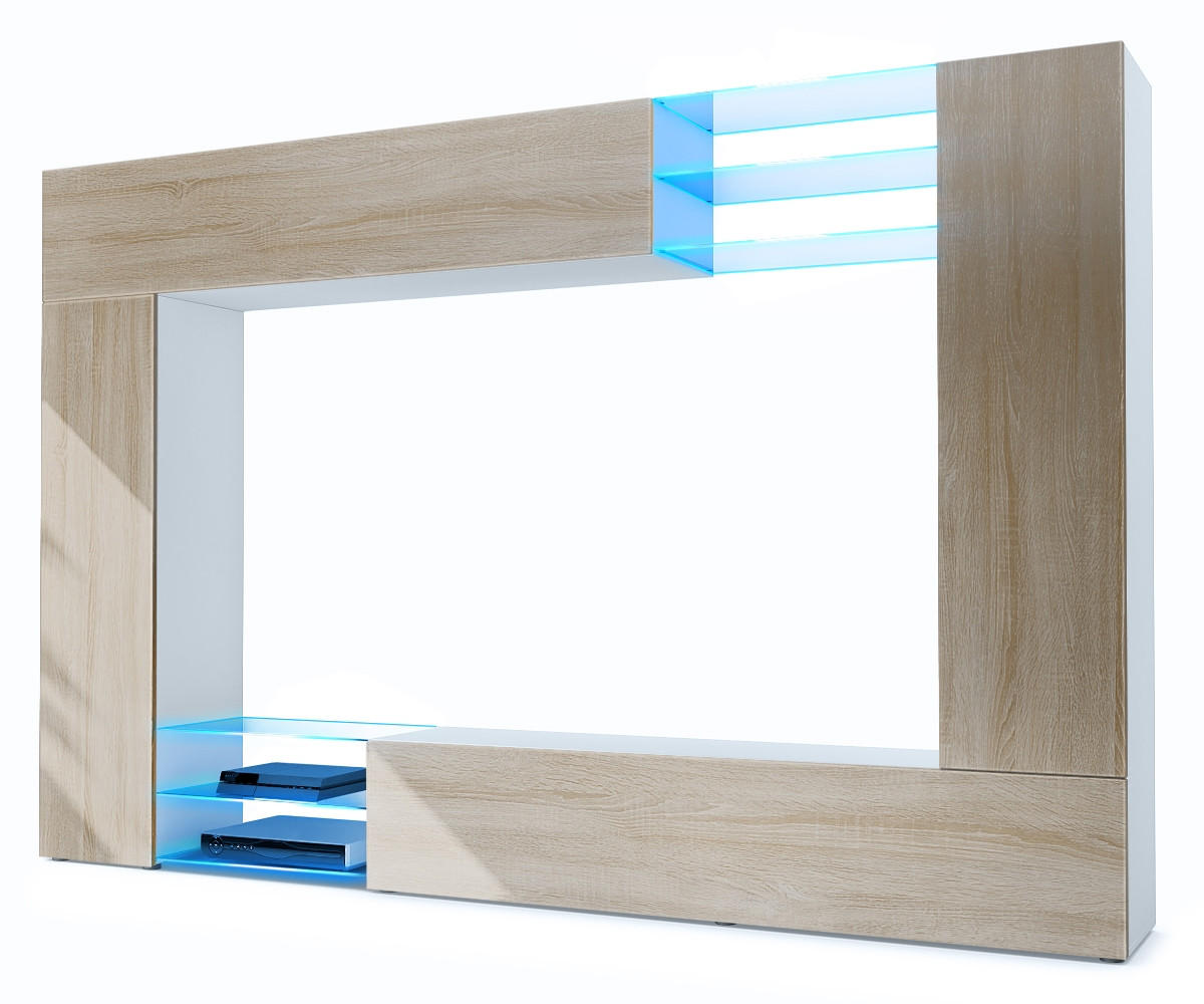 Vladon Wohnwand Eiche San Remo 262x182.5x39 cm