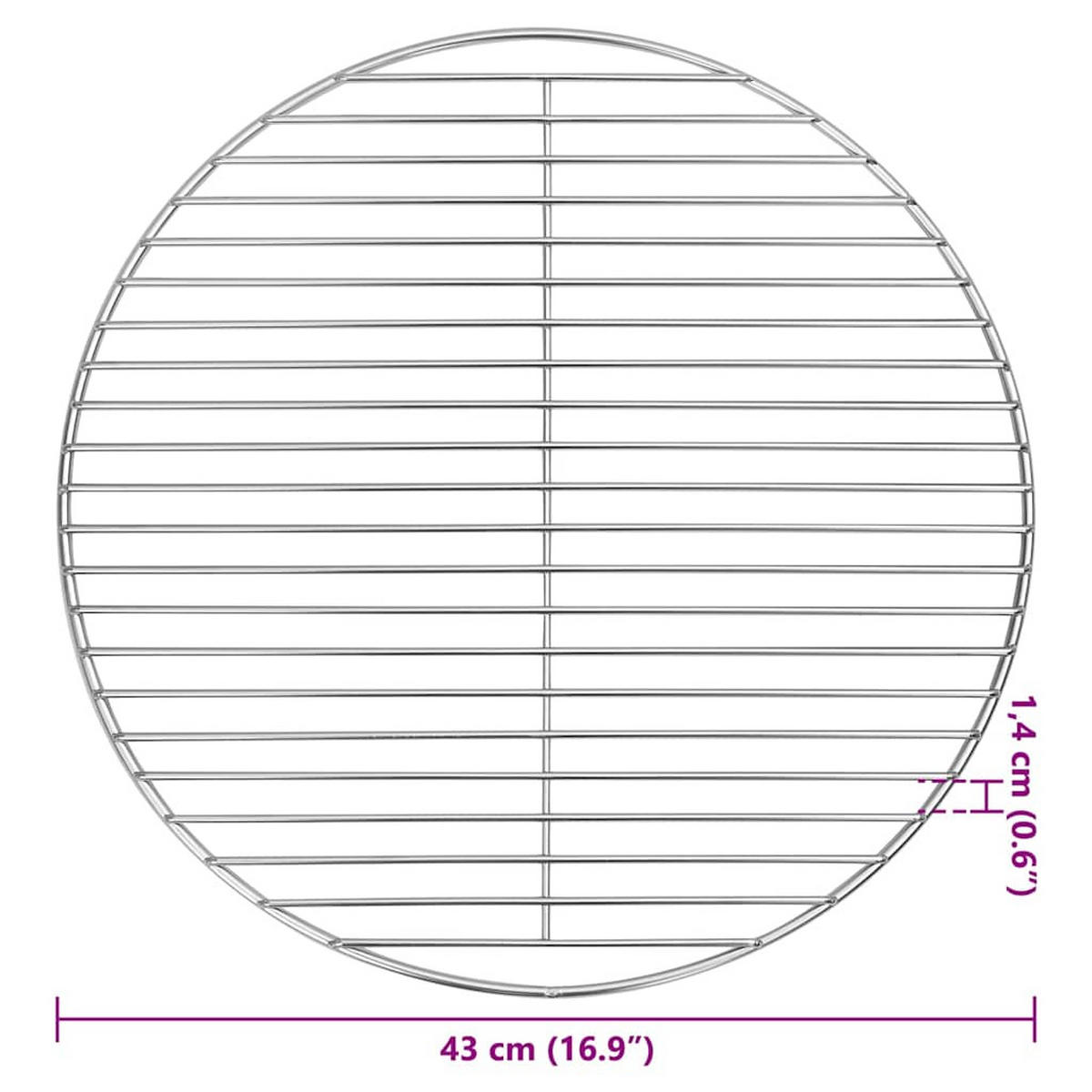 GRILLROST Silber 43/43 Cm Edelstahl - Silberfarben, Metall (43/43cm) - vidaXL