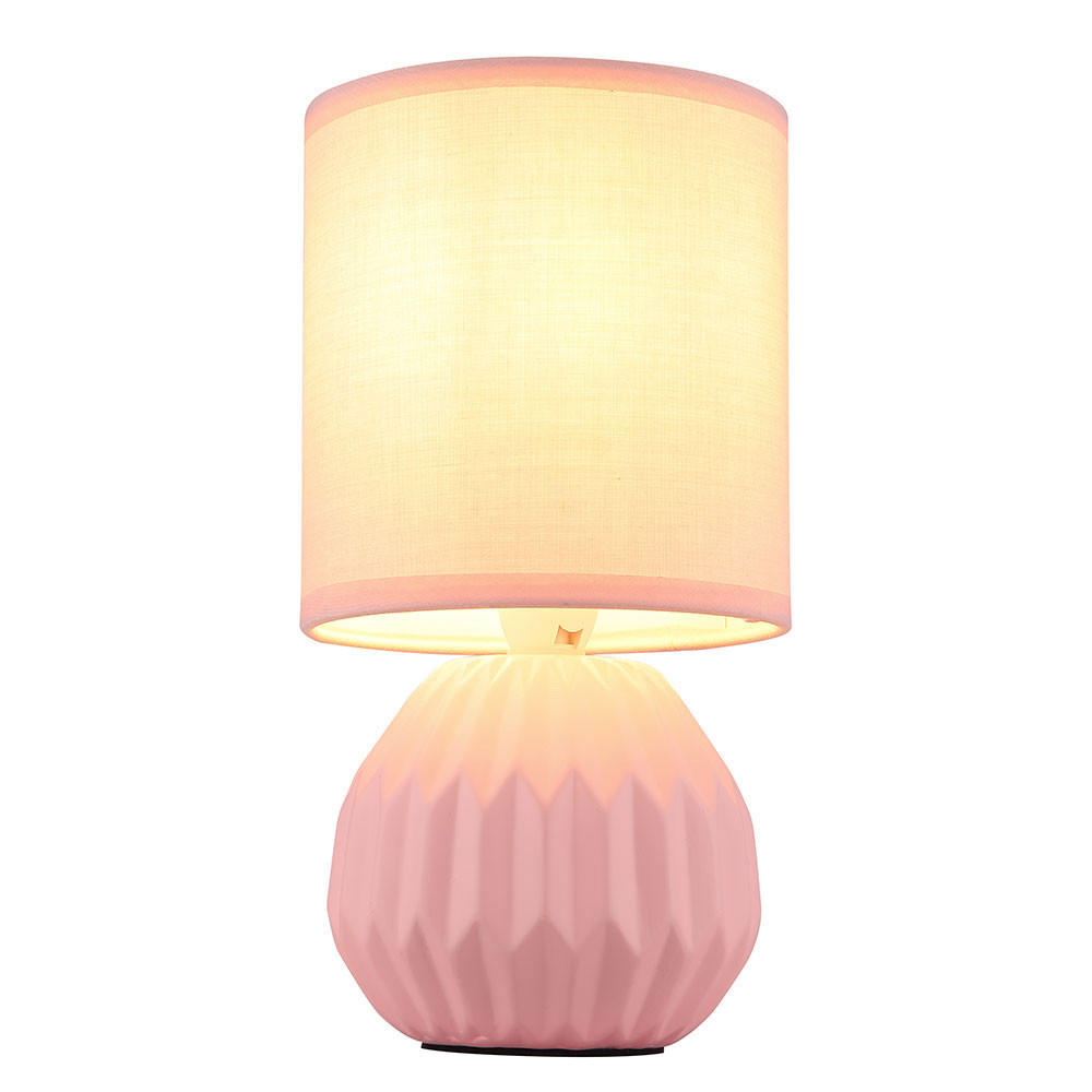 TISCHLEUCHTE Keramik Rosa Textil - Rosa, Textil (12/12/23cm) - Globo Lighting