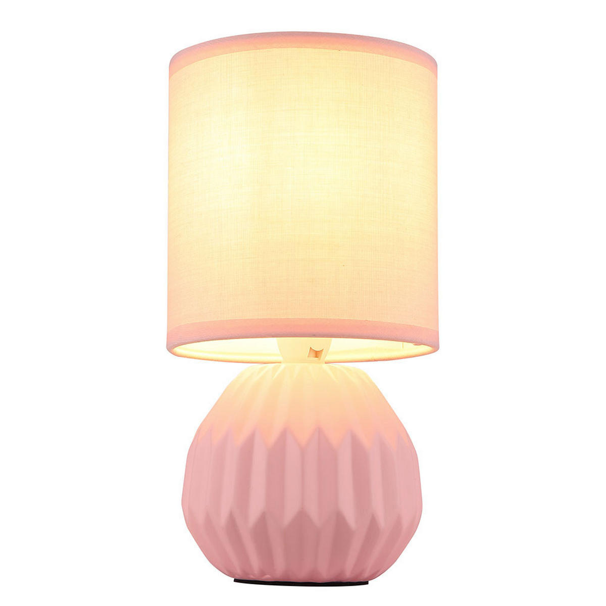 TISCHLEUCHTE Keramik Rosa Textil - Rosa, Textil (12/12/23cm) - Globo Lighting
