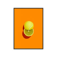 POSTER mit Rahmen Supermercat - Slice of lime - Schwarz/Orange, Holz/Papier (50/70cm) - Poster&Frame
