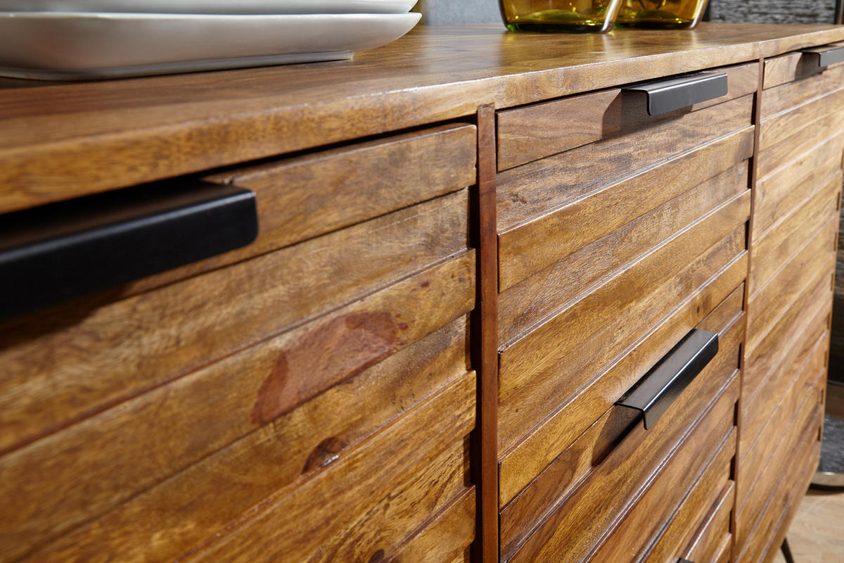 SIDEBOARD – FORMIO, Massivholz, 160x40x88 cm, Industrial-Stil - Schwarz/Braun, Holz/Metall (160/88/40cm) - KADIMA DESIGN
