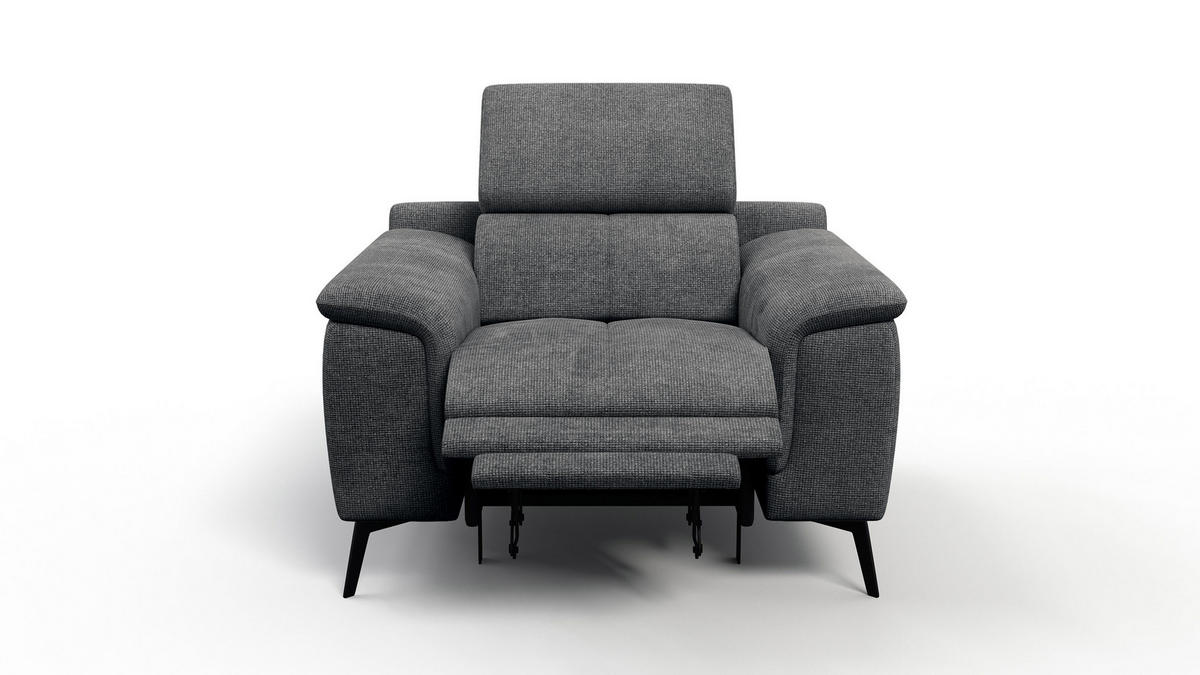 SESSEL FIERO mit Relaxfunktion, dunkelgrau - Dunkelgrau/Schwarz, Holzwerkstoff/Textil (114/82/103cm) - Courtois Laville