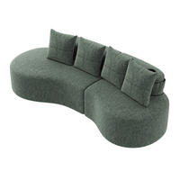 SOFA 240/109/63 cm in Grün aus Leinen mit 4 Kissen, Becherhaltern und Taschen - Grün, Textil (109/63/240cm) - Flora Grace