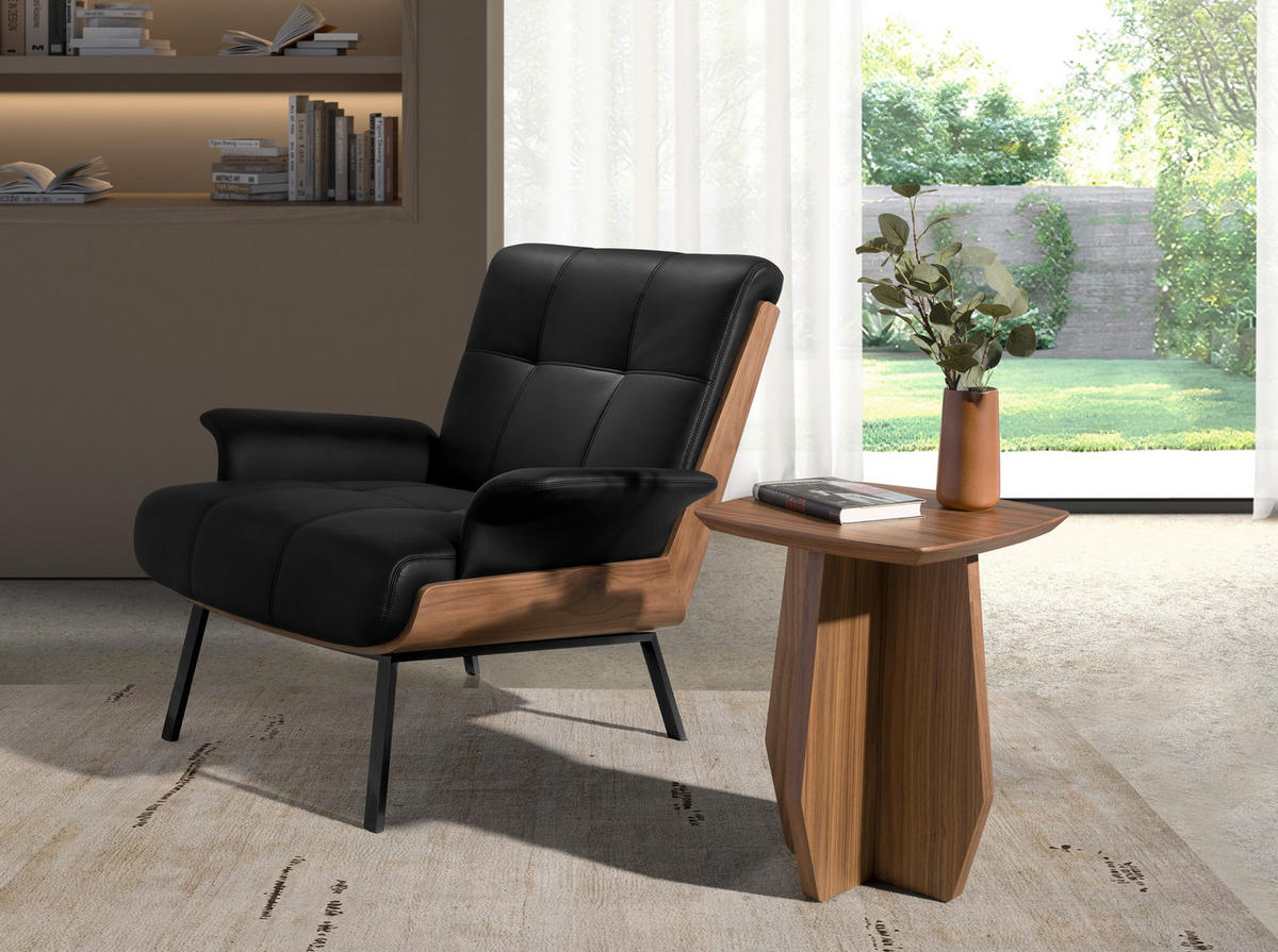 SESSEL Walnuss Schwarz Stahl 90/87/82 - Schwarz, Textil (90/82/87cm) - ANGEL CERDA