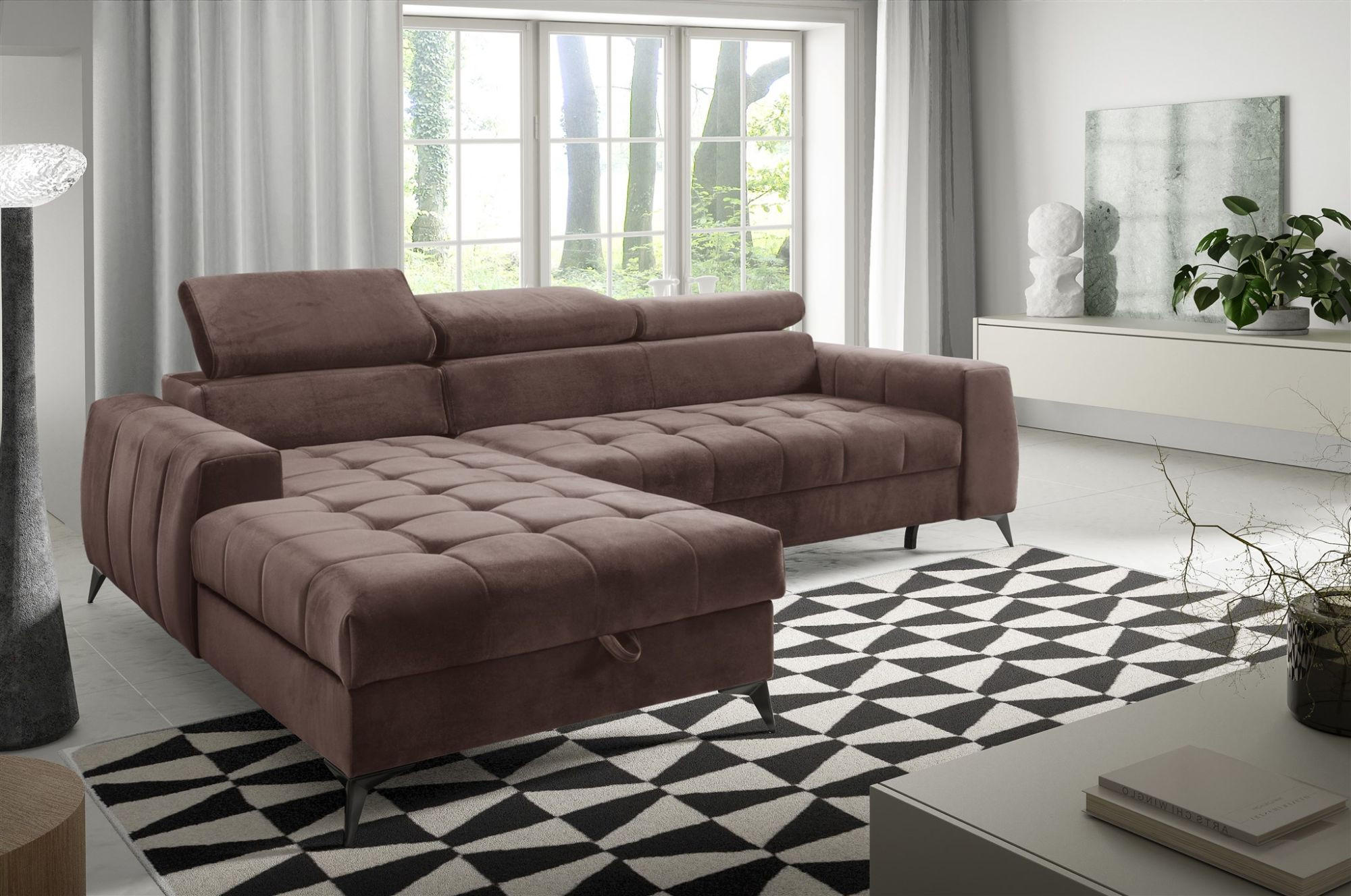 ECKSOFA Agnesa Xs In Salvador - Braun, Holzwerkstoff/Textil (260/200cm) - Fun Möbel
