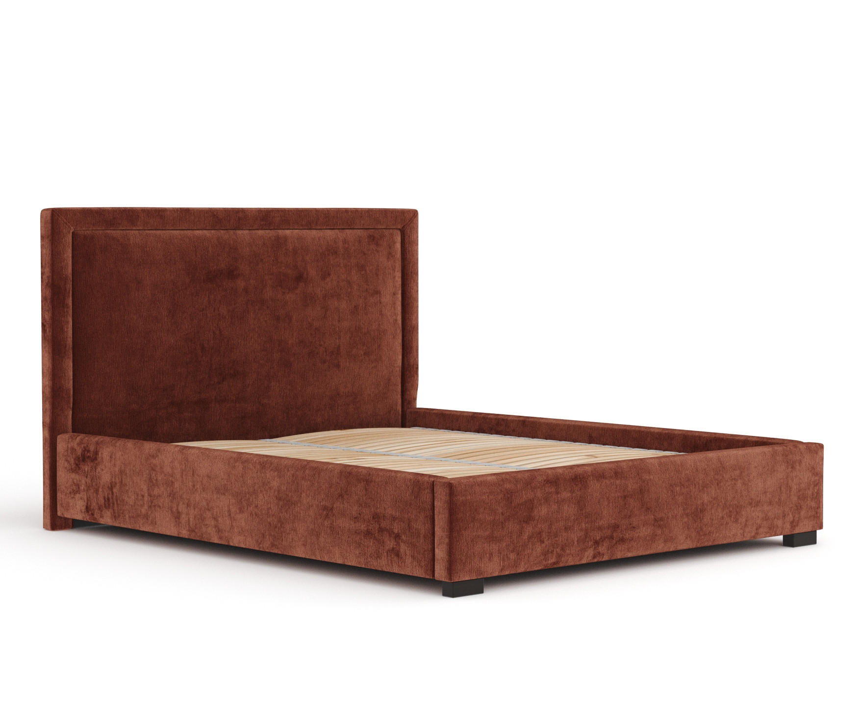 POLSTERBETT Ordina Kupferfarbe 140/200 cm im Chenille-Stoff - Schwarz/Naturfarben, Holz/Holzwerkstoff (140/200cm) - Maison de Reve
