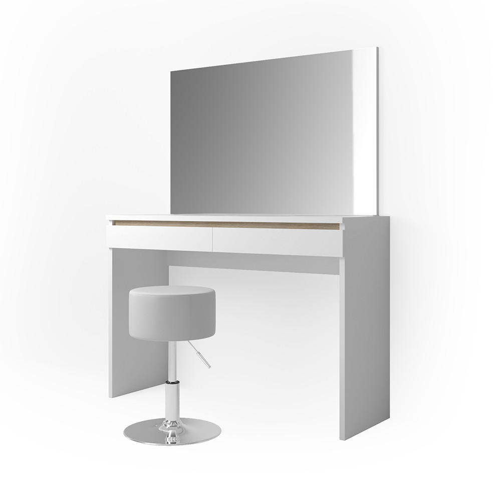 SCHMINKTISCH Emma Weiß 120 cm mit Hocker - Weiß, Holzwerkstoff (120/83/41.8cm) - Vicco