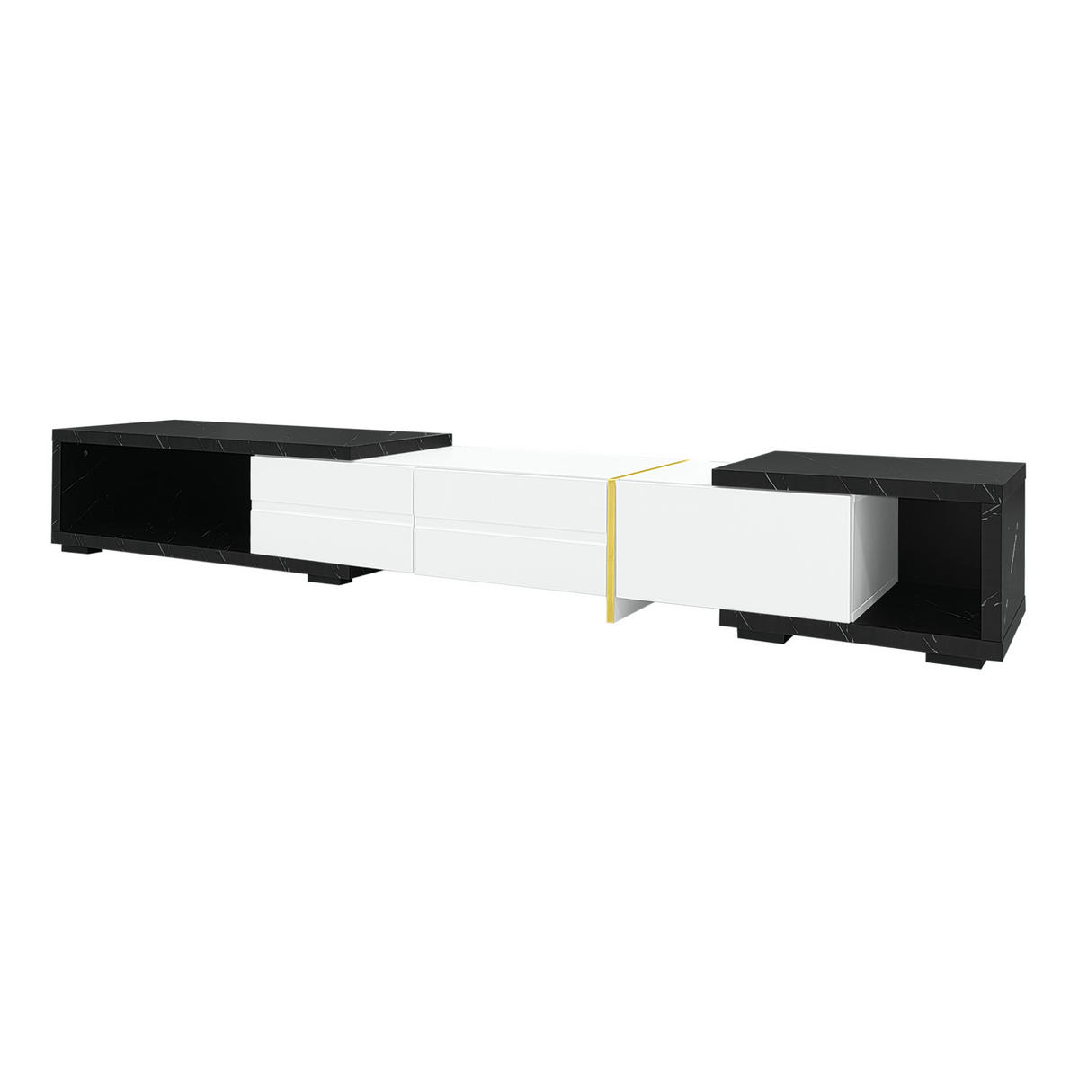 TV-SCHRANK mit variabler Länge 140-260 cm Weiß/Schwarz - Weiß, Holzwerkstoff (40/30/260cm) - Beauniv