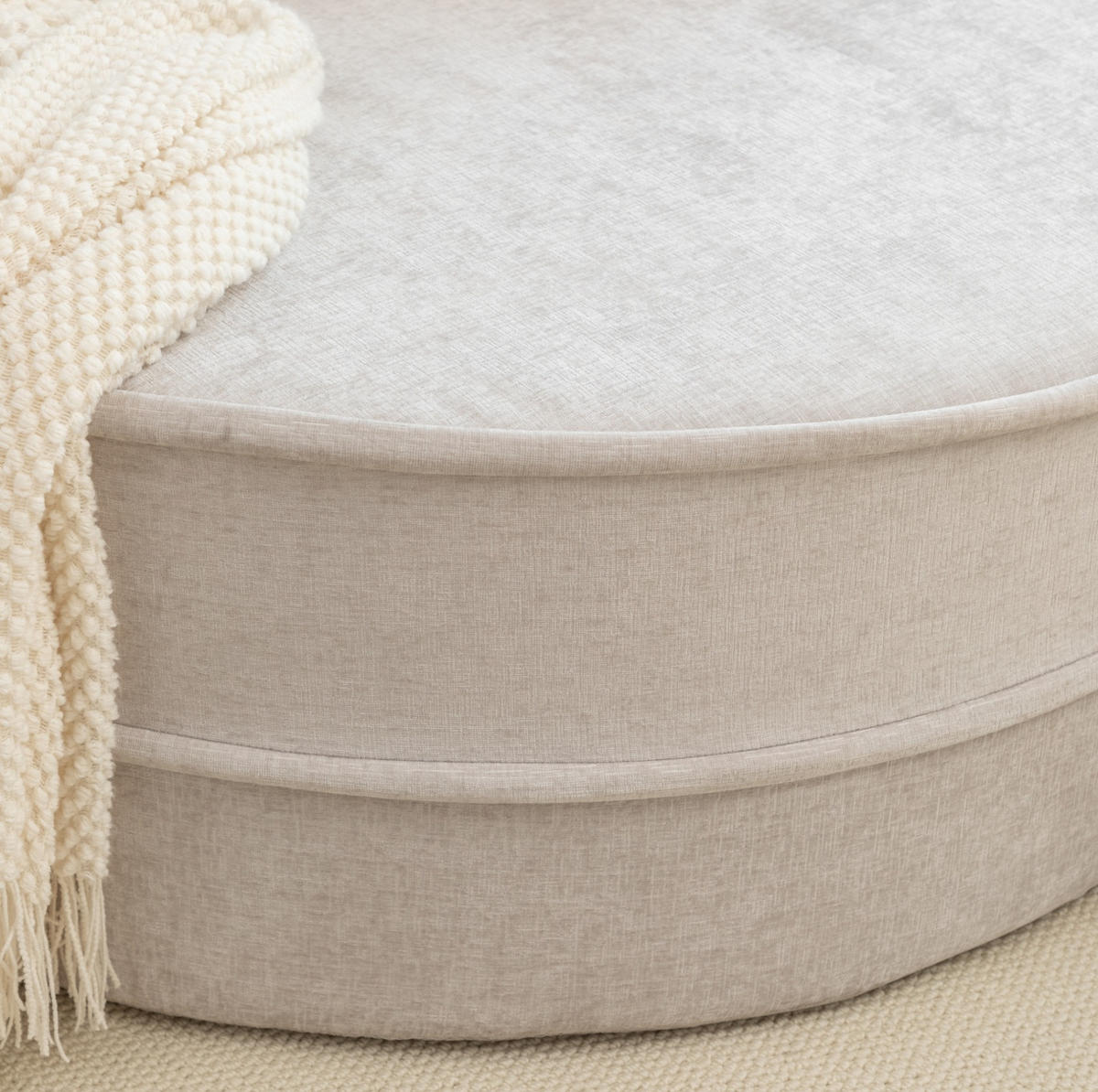 LOUNGESESSEL 121/107 cm mit Ottomane und 5 Kissen, aus Chenille und Schaumstoff, Grau - Grau, Kunststoff (121/66/163cm) - Redom