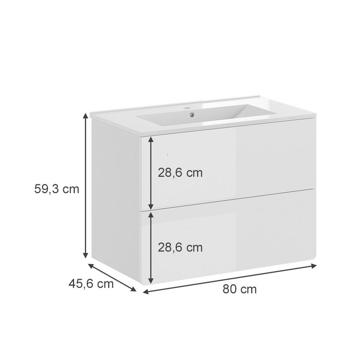 WASCHTISCHKOMBI Izan, Weiß Hochglanz, 2 Teile - Weiß, Holzwerkstoff (80/59.3/46cm) - Vicco