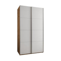 SCHWEBETÜRENSCHRANK 245,5/130/64 2-türig - Silberfarben/Weiß, Holz/Metall (130/245/64cm) - Abiks Möbel