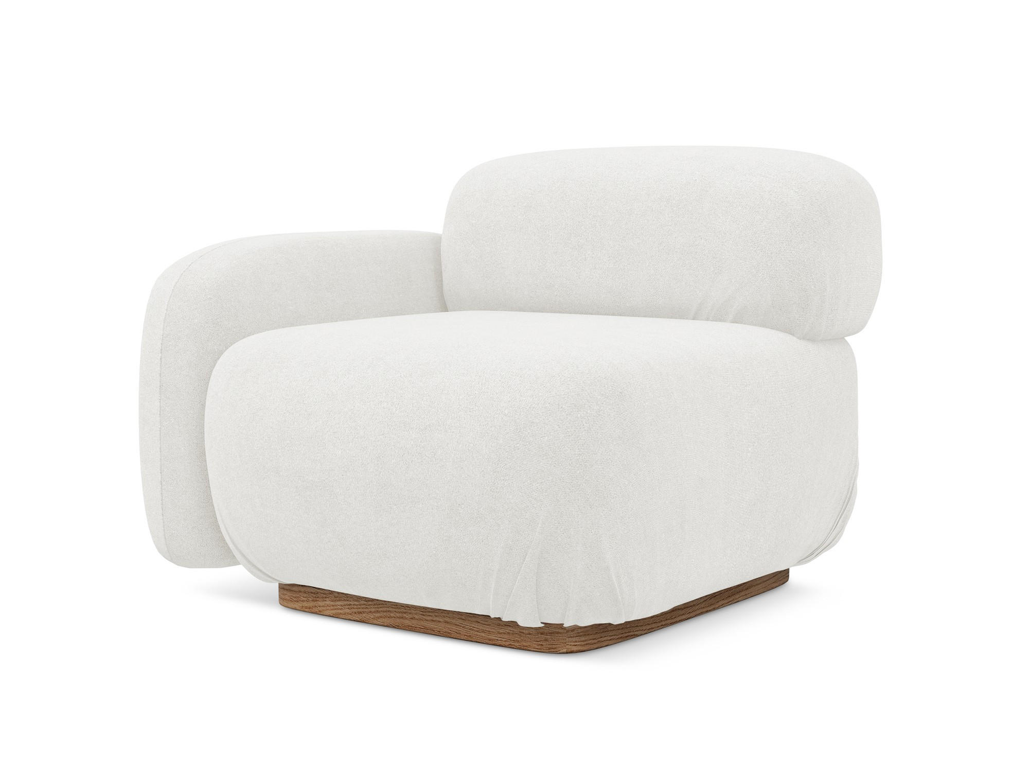 SOFAELEMENT Links Bouclé Stoff Weiß - Weiß/Braun, Holz/Textil (95/73/95cm) - Makamii