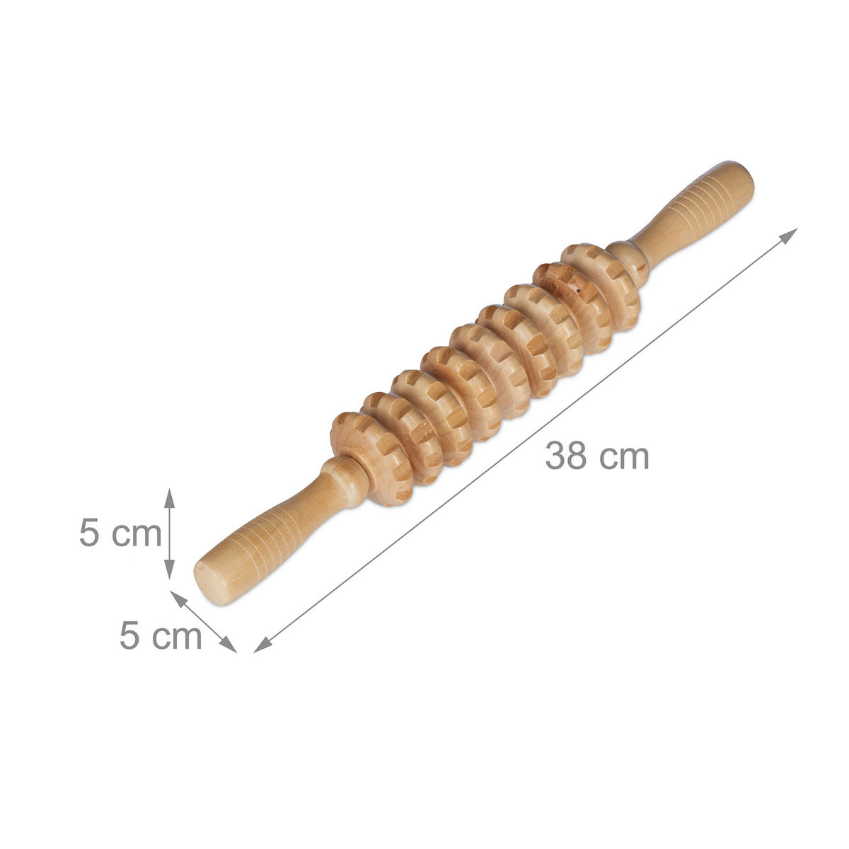 MASSAGEROLLER - Hellbraun, Holz (38/5/5cm) - Relaxdays