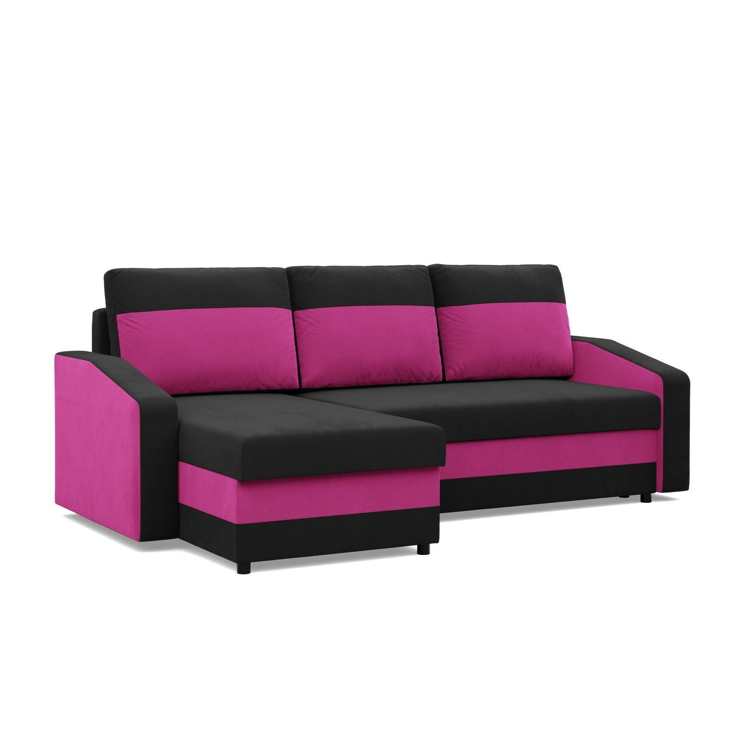 XXXLutz Ecksofa Schwarz, Pink 231x140 cm