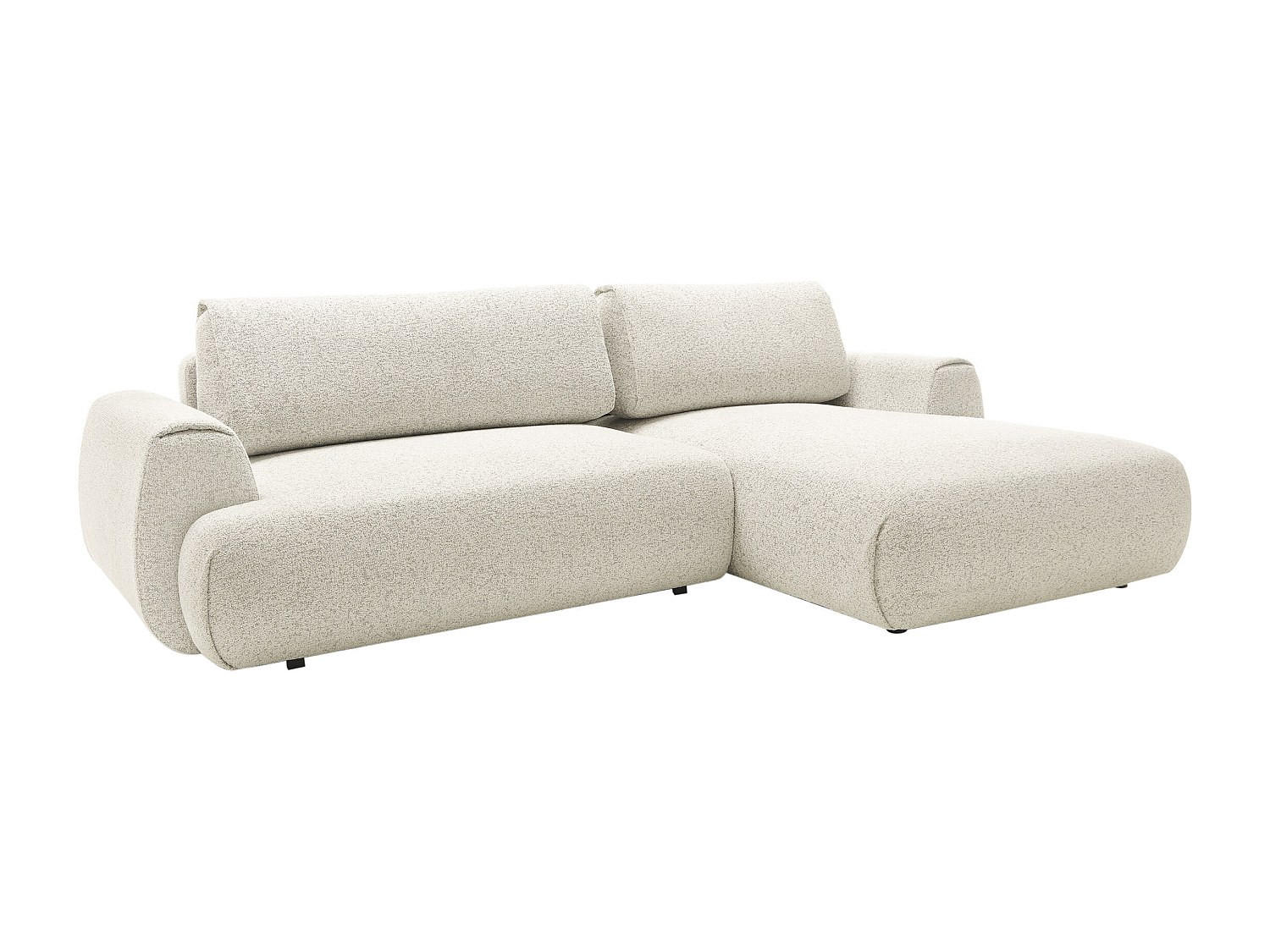 ECKSOFA mit Schlaffunktion - Ecke rechts - melierter Stoff - Beige - MONELIA - Beige, Textil (167/270cm) - Vente-Unique