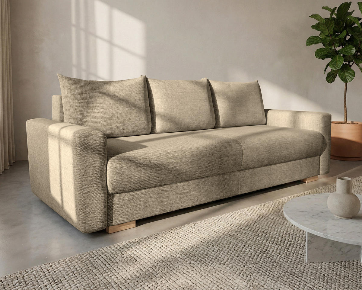 3-SITZER-SCHLAFSOFA ELMA mit Bettfunktion, braun - Braun, Holz (92.5/79/230cm) - Homesy