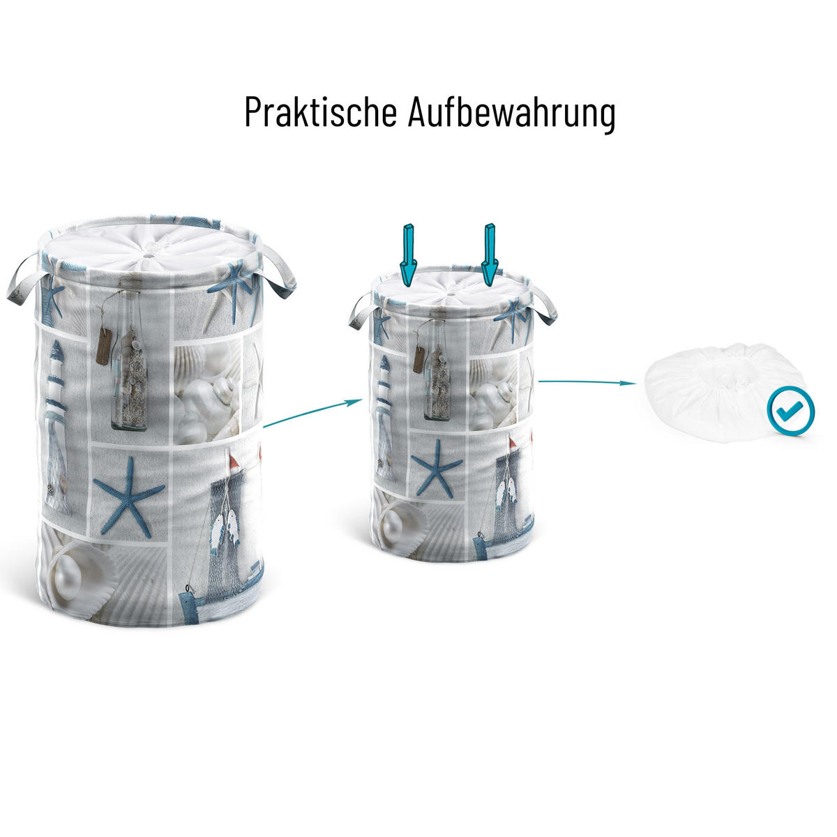 WÄSCHEKORB Meeresbrise - Beige, Textil (37/55/55cm) - Sanilo