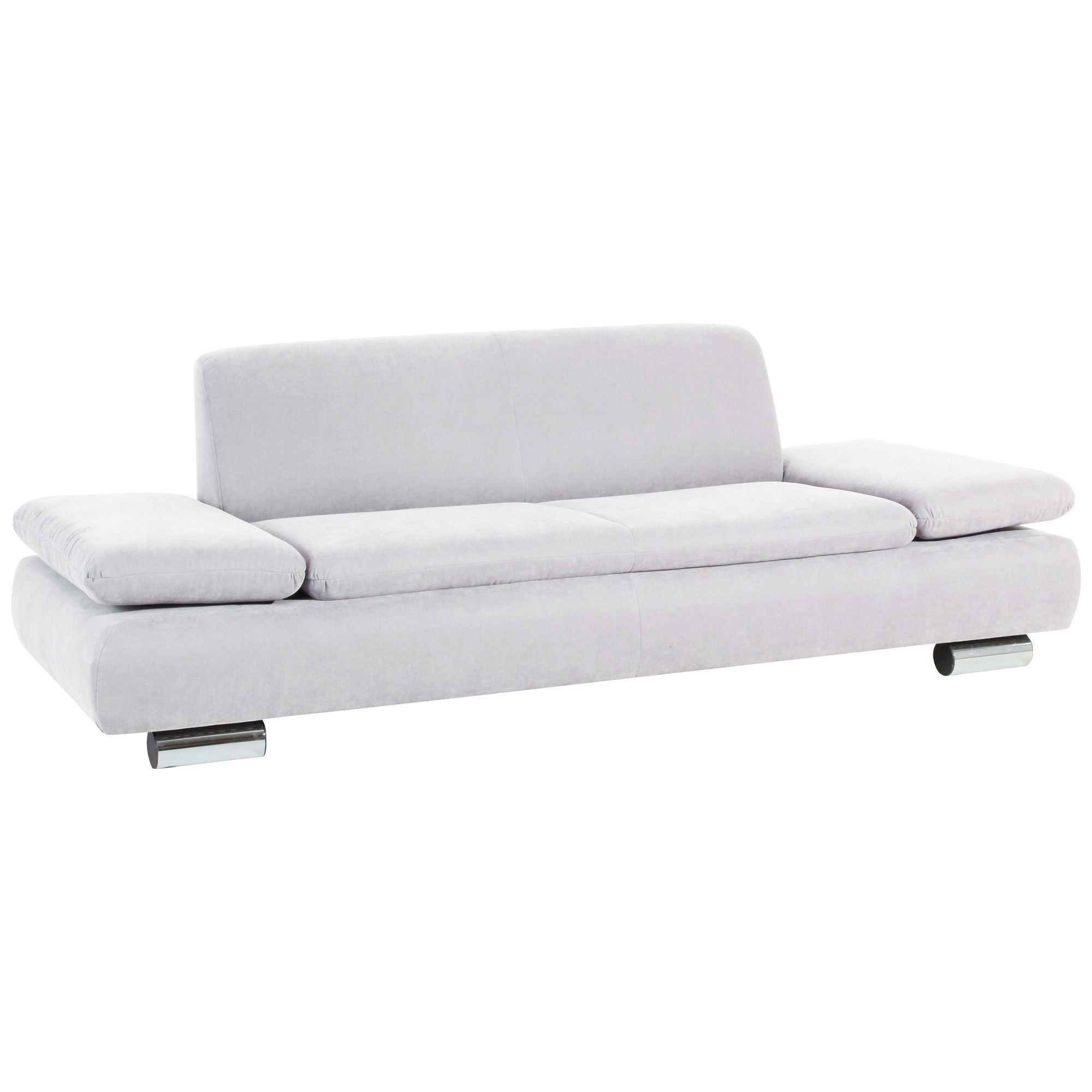SOFA 2,5-Sitzer Kaye Bezug Veloursstoff Metallfuß verchromt / creme - Weiß, Kunststoff (221/76/90cm) - 58aufmkessel