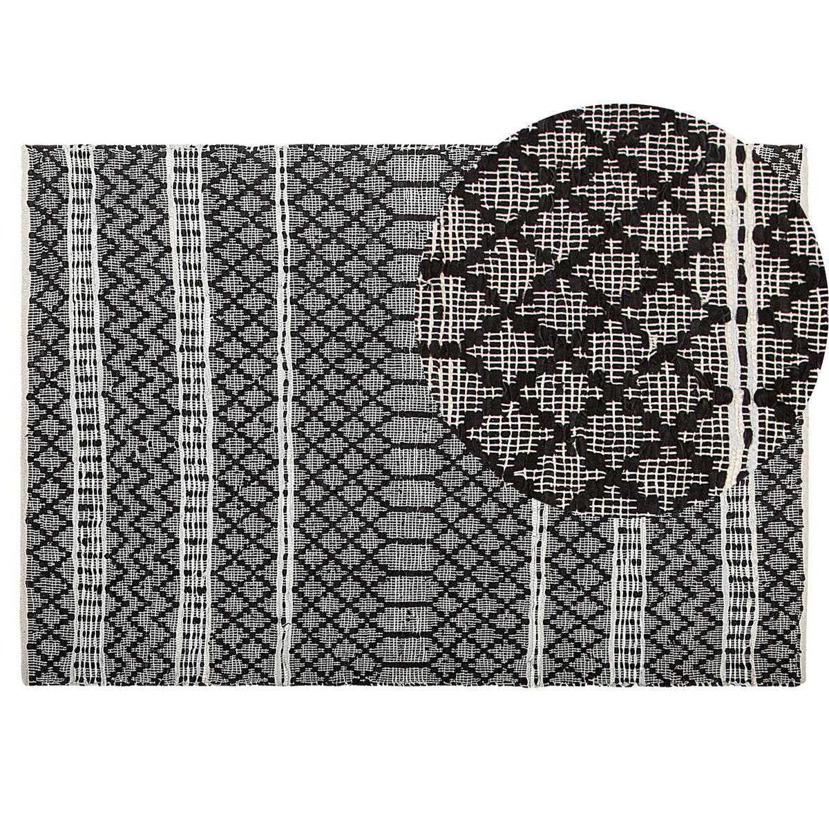 TEPPICH geflochten Fehimli 200/140 cm - Schwarz, Fell (140/200cm) - Beliani