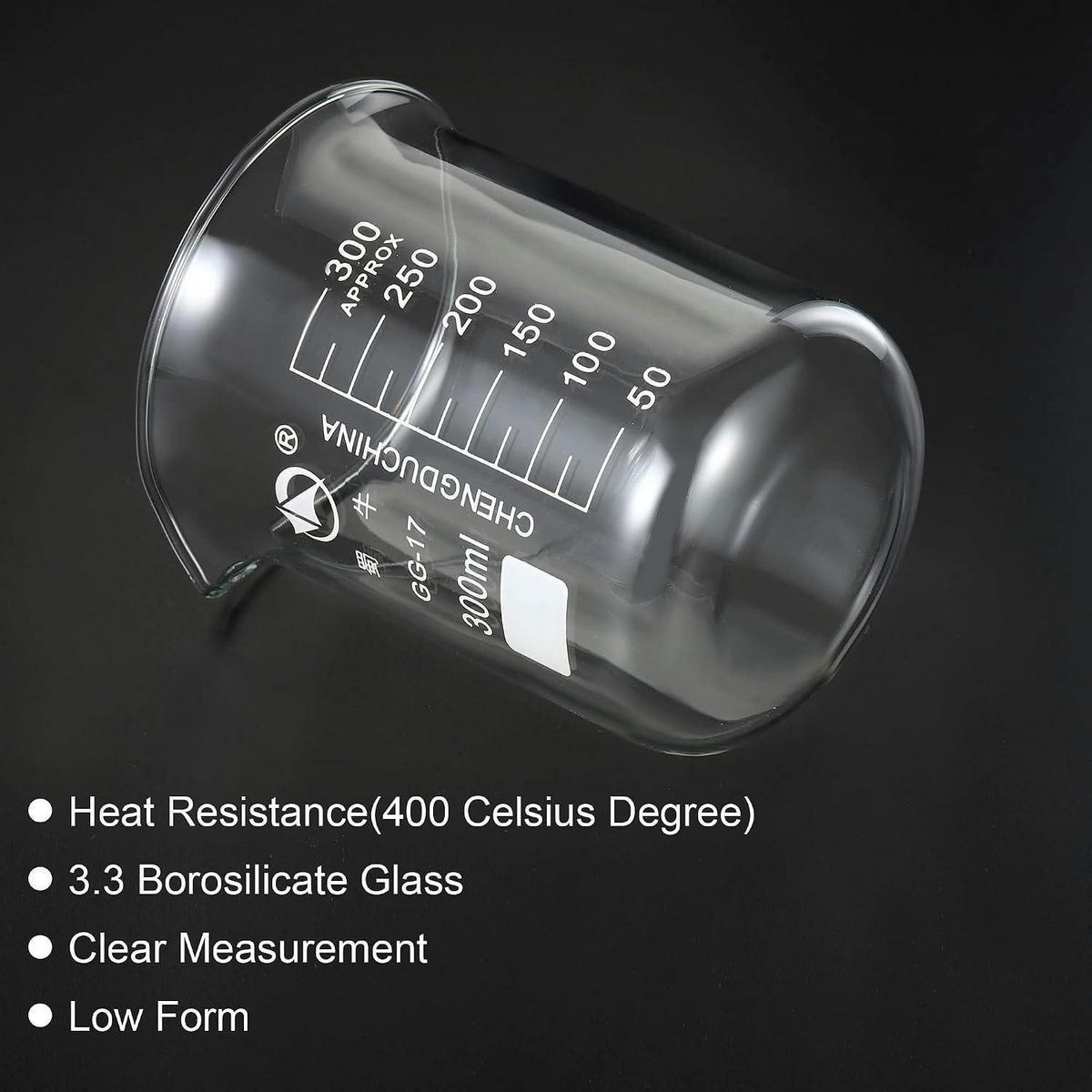 MESSBECHER 300ml Borosilikatglas mit Skala - Transparent, Glas (0.3L)