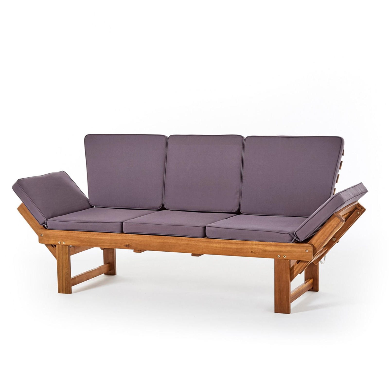 GARTENBANK Akazie 200 Multifunktionell, mit Polstern, integrierter Tisch naturfarben - Naturfarben, Holz (202/87/67cm) - DESIGN DELIGHTS