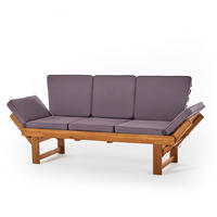 GARTENBANK Akazie 200 Multifunktionell, mit Polstern, integrierter Tisch naturfarben - Naturfarben, Holz (202/87/67cm) - DESIGN DELIGHTS