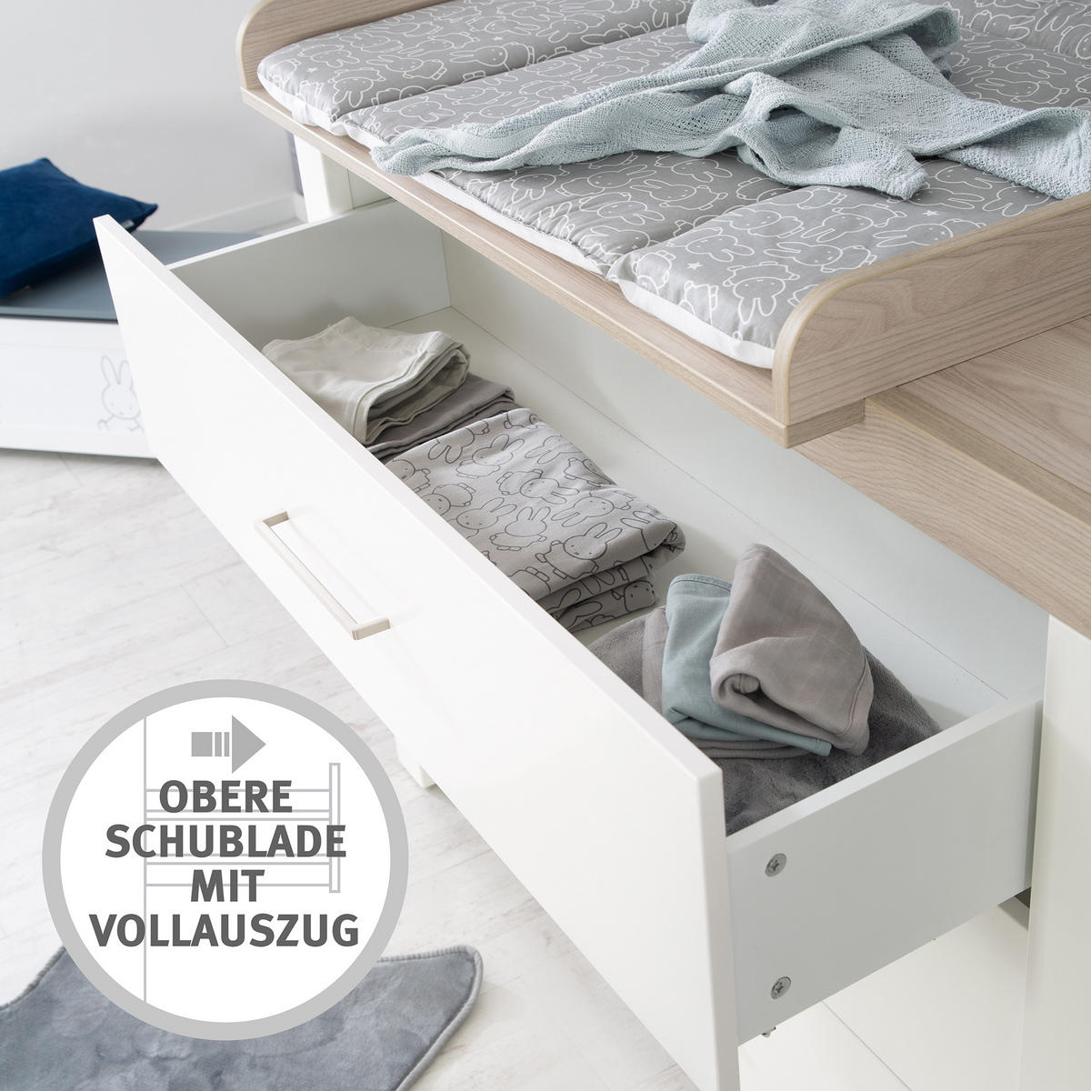 WICKELKOMMODE Lucy - Weiß, Holzwerkstoff/Metall (120/98/75cm) - Roba