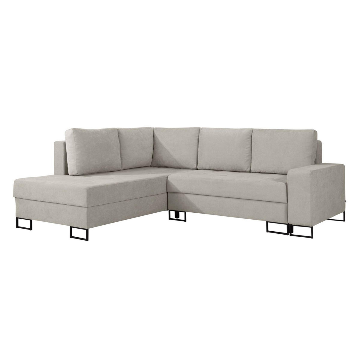 ECKSOFA Larelle Hellbeige Chenille 245 cm - Ecru/Schwarz, Textil/Metall (245/200cm) - Selsey