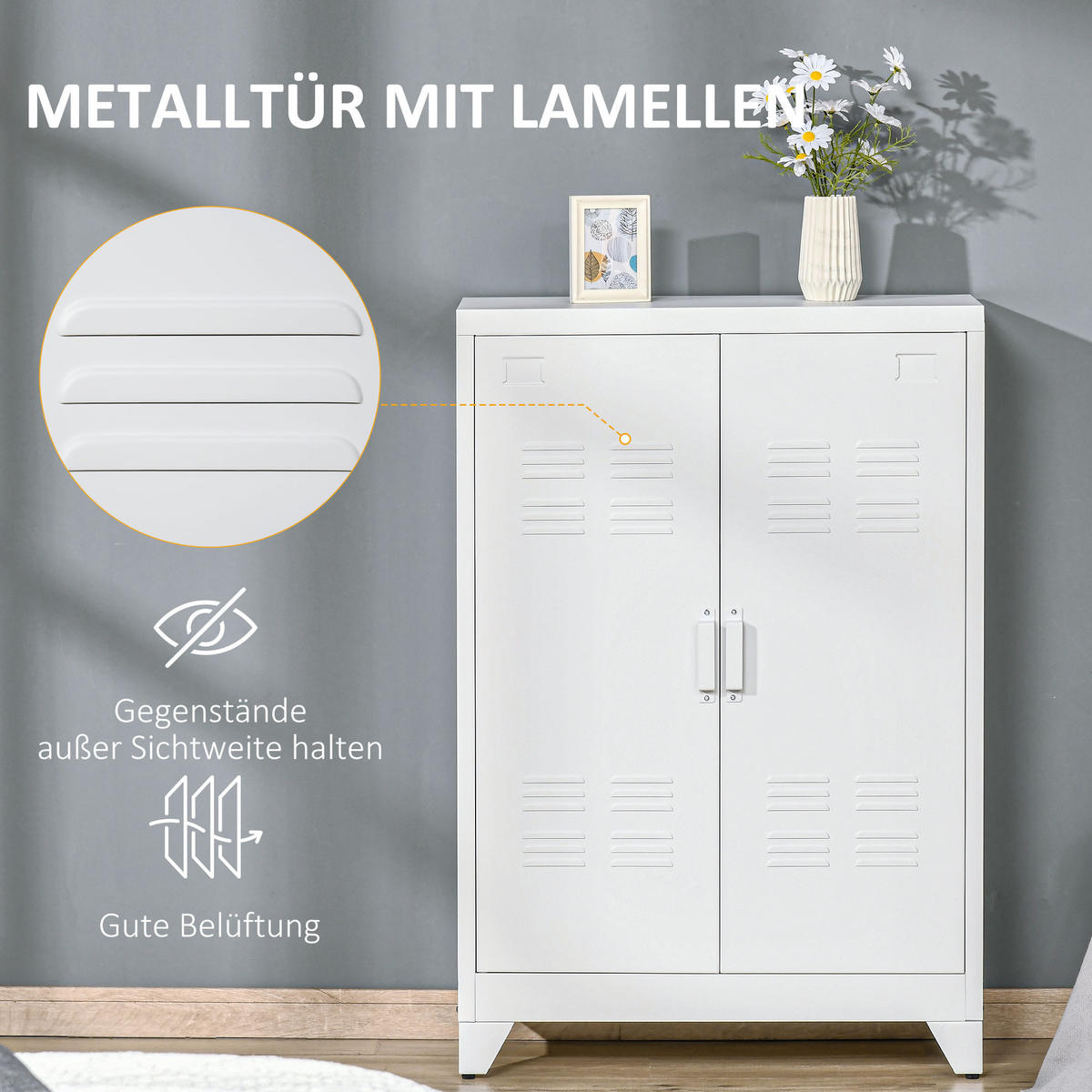 AKTENSCHRANK Metall Weiß - Weiß, Metall (33/110/75cm) - HOMCOM