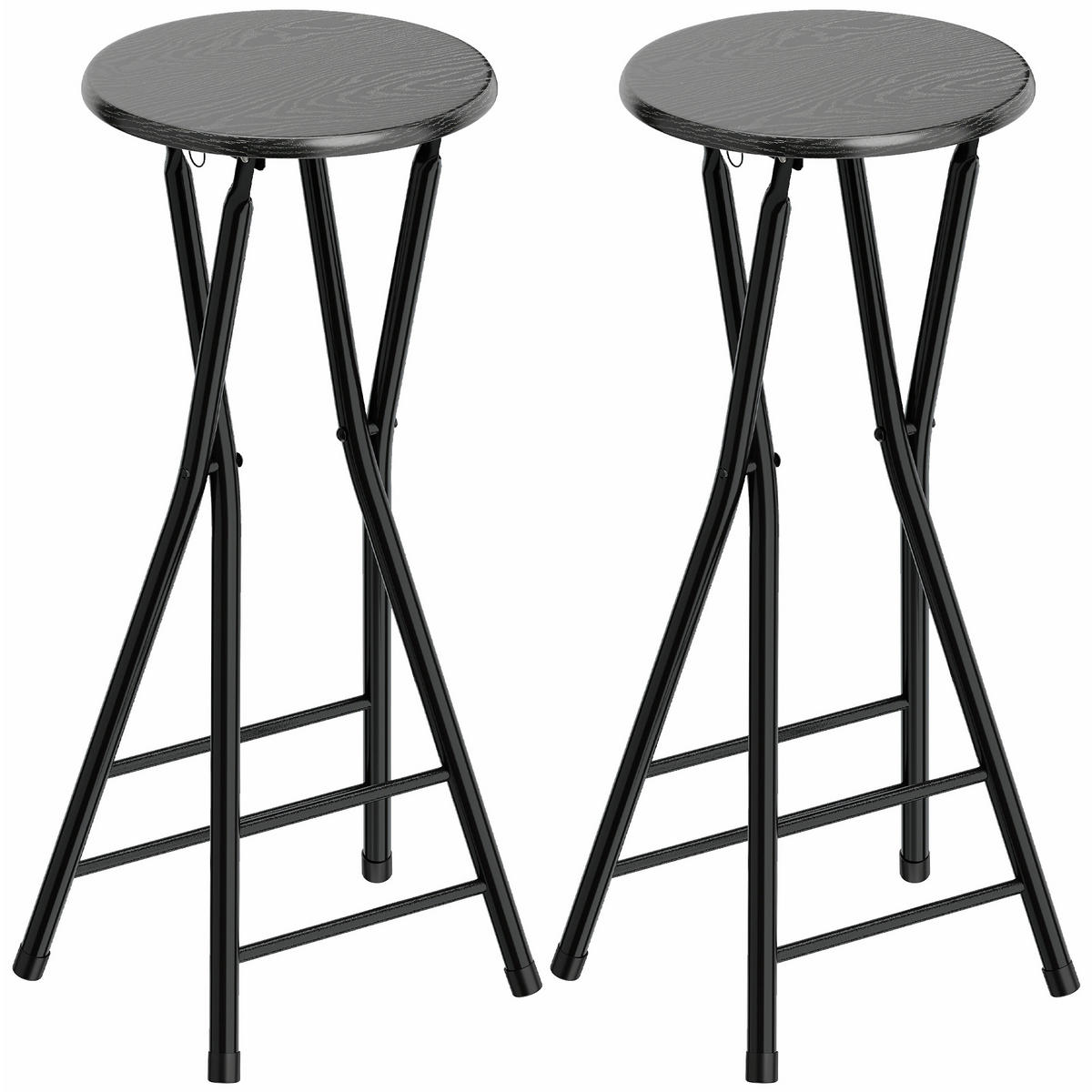 BARHOCKER 2er-Set DE-08041 klappbar mit doppelter Fußstütze Schwarz - Schwarz, Metall (30/70/34cm) - ComfortXL