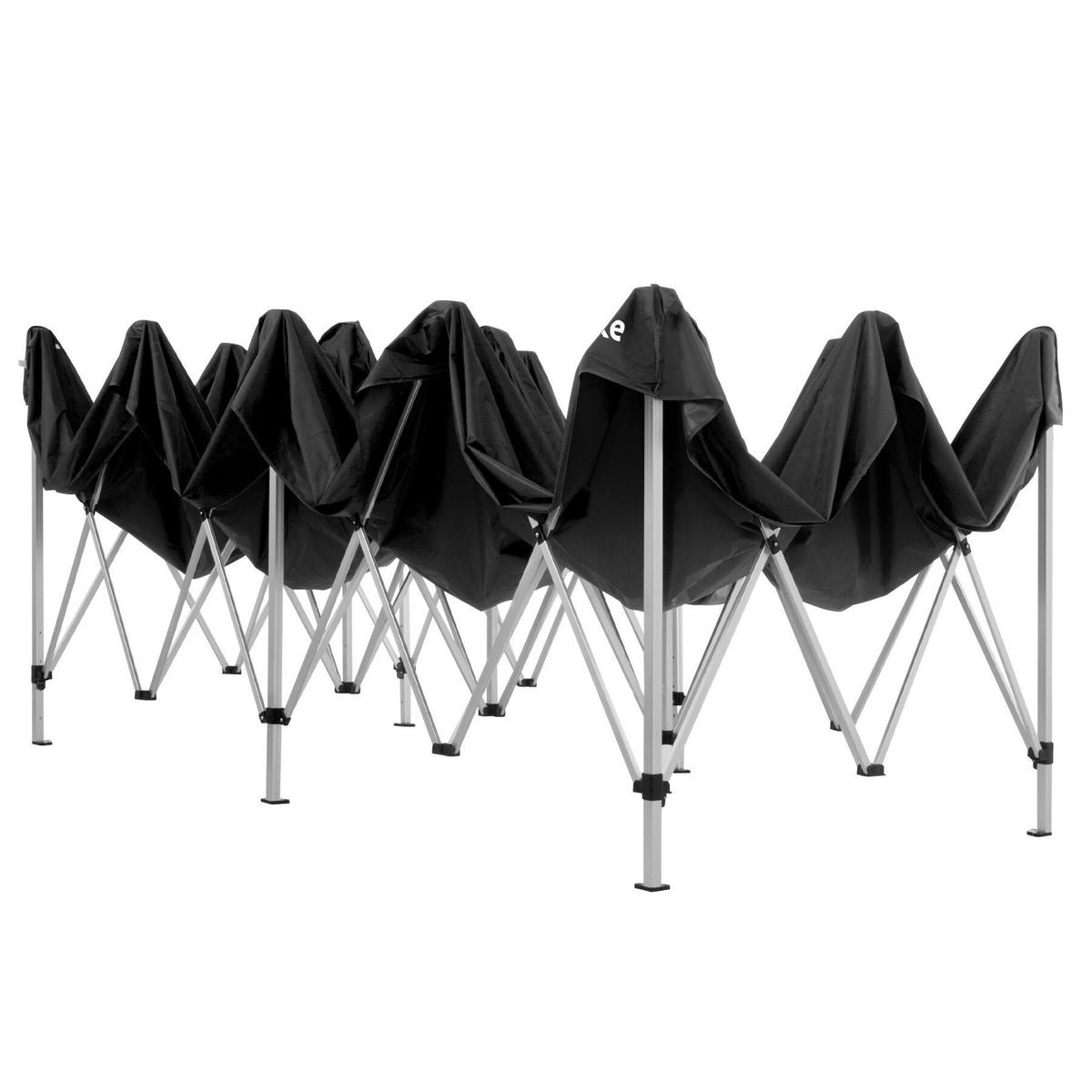 FALTPAVILLON aus Aluminium Viola, inklusive Spannseilen, Heringen und Tragetasche, schwarz - Schwarz, Kunststoff (300/316/600cm) - tectake
