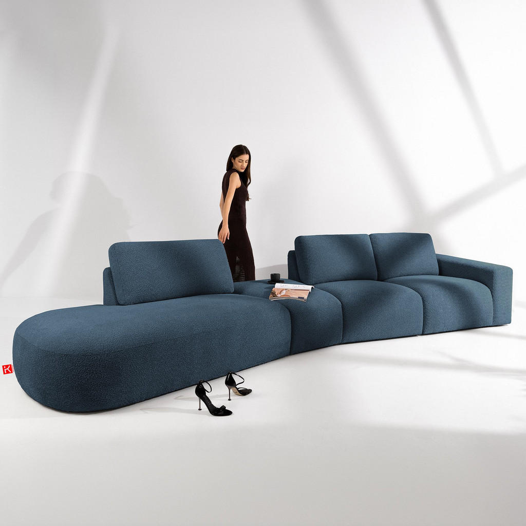 Thumbnail - Konsimo® 5-Sitzer, Dunkelblau, Textil, L-Form, 430x84x105 cm, Wohnzimmer, Sofas & Couches, Sofas, Bigsofas