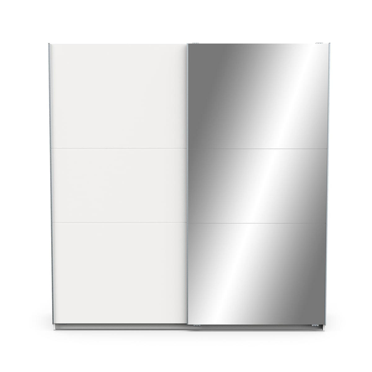 KLEIDERSCHRANK mit 2 Schiebetüren und Spiegel Ghost - L194,5 cm - Weiß, Holz (194/203/60cm) - Demeyere