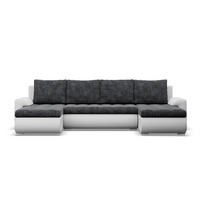 U-SOFA MIT SCHLAFFUNKTION FORESTA, Schwarz + Grau - Schwarz/Grau, Textil (302/89/159cm)