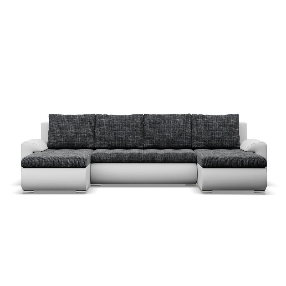 U-SOFA MIT SCHLAFFUNKTION FORESTA, Schwarz + Grau - Schwarz/Grau, Textil (302/89/159cm)
