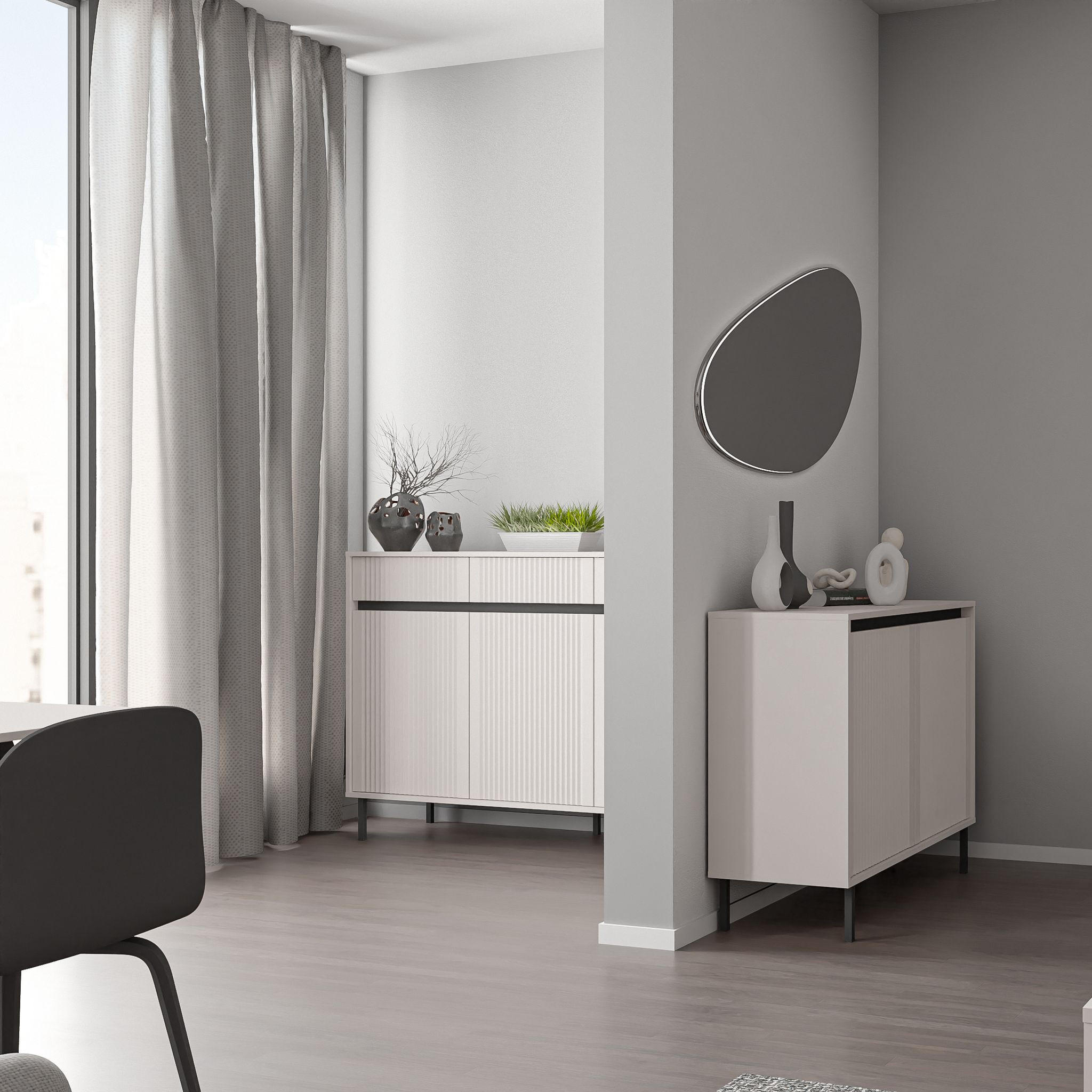 SIDEBOARD OSTIA 149/100/40 cm mit 3 Schubladen 3 Türen Beige - Beige, Holzwerkstoff (149/100/40cm) - MASSENO