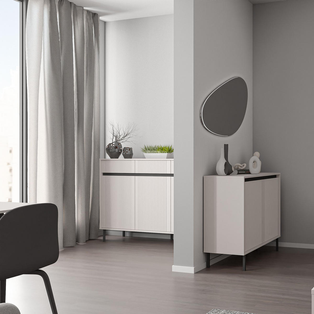 SIDEBOARD OSTIA 149/100/40 cm mit 3 Schubladen 3 Türen Beige - Beige, Holzwerkstoff (149/100/40cm) - MASSENO