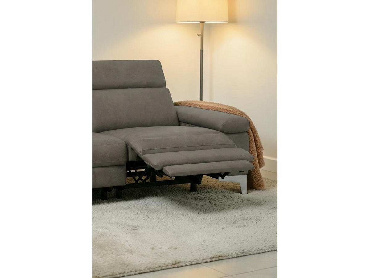 3-SITZER Sofa Talisman Echtleder mit 2 x Relaxfunktion Greige - Greige, Leder/Metall (216/80/100cm)