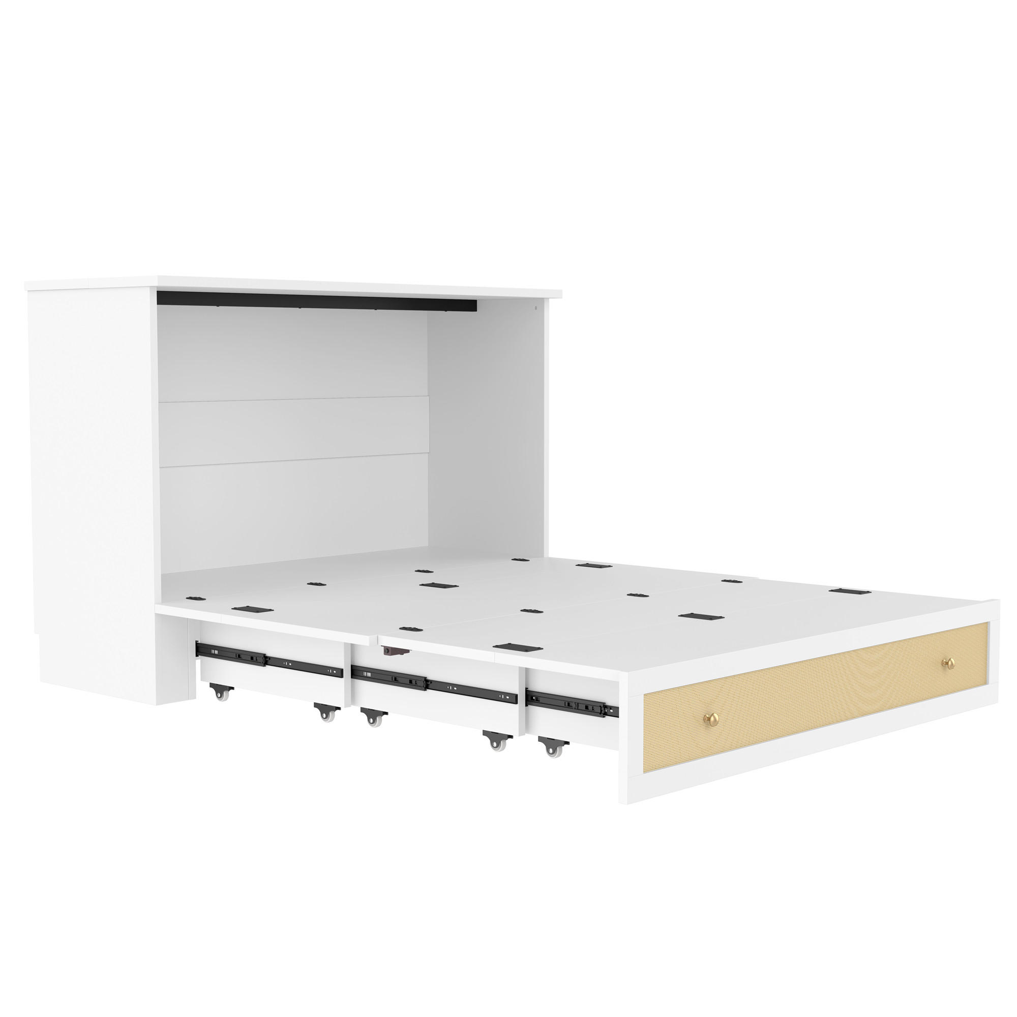 SCHRANKBETT mit USB und Schubladen Weiß 147.5x206x102 cm Holzwerkstoff - Weiß, Holzwerkstoff - SONNENH