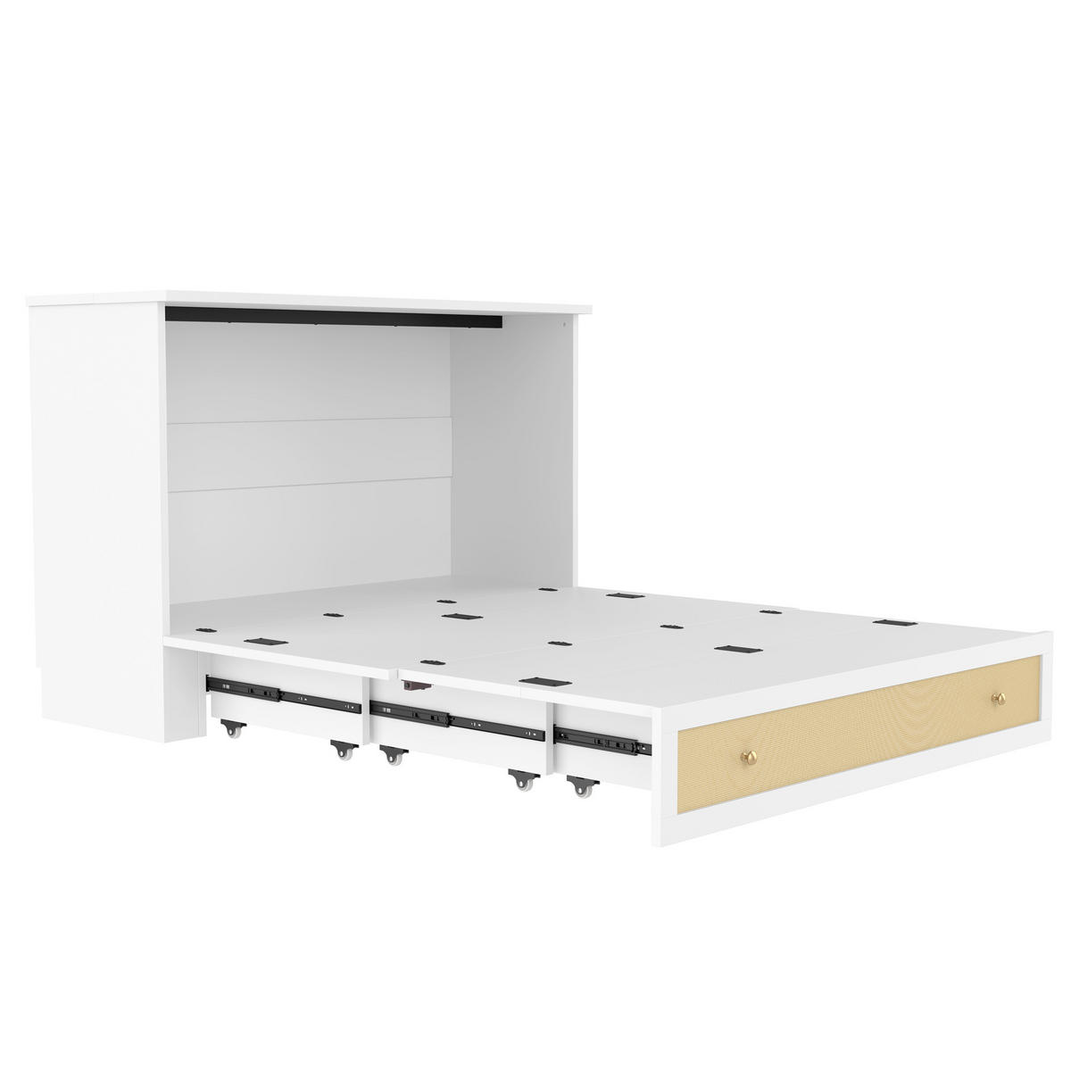 POLSTERBETT aus MDF 140x200 cm in Weiß mit USB, Steckdose & Schublade - Weiß, Holzwerkstoff (140/200cm) - Modfu