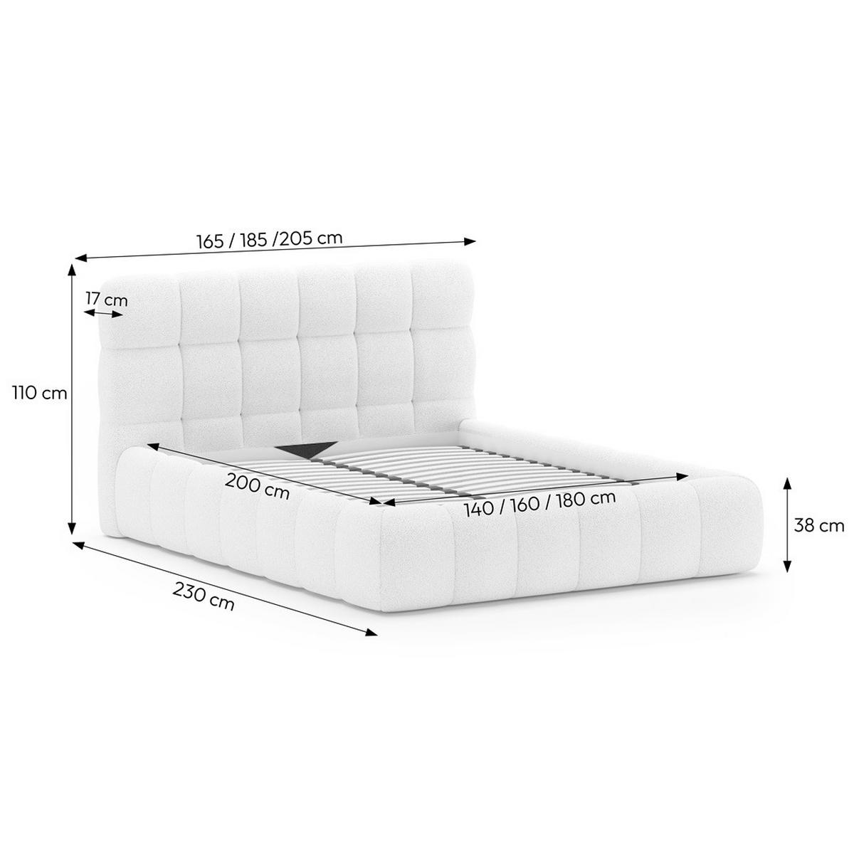 POLSTERBETT Cleo ohne Matratze und Topper, 140x200 cm, Grau - Grau, Textil (140/200cm) - Beautysofa