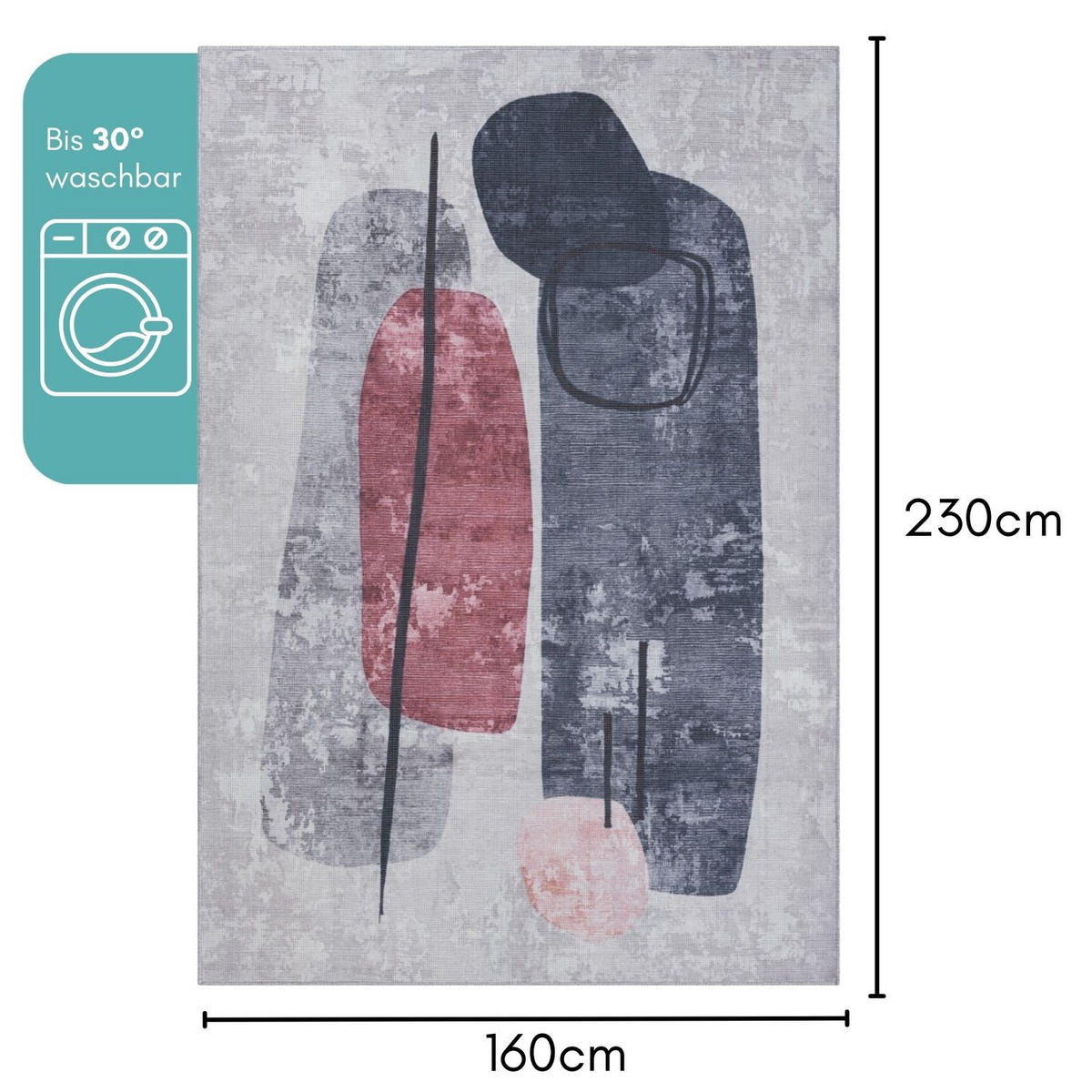 TEPPICH Bay Dunkelblau,Altrosa,Silberfarben 160/230 cm - Dunkelblau, Textil (160/230cm) - My-Rug