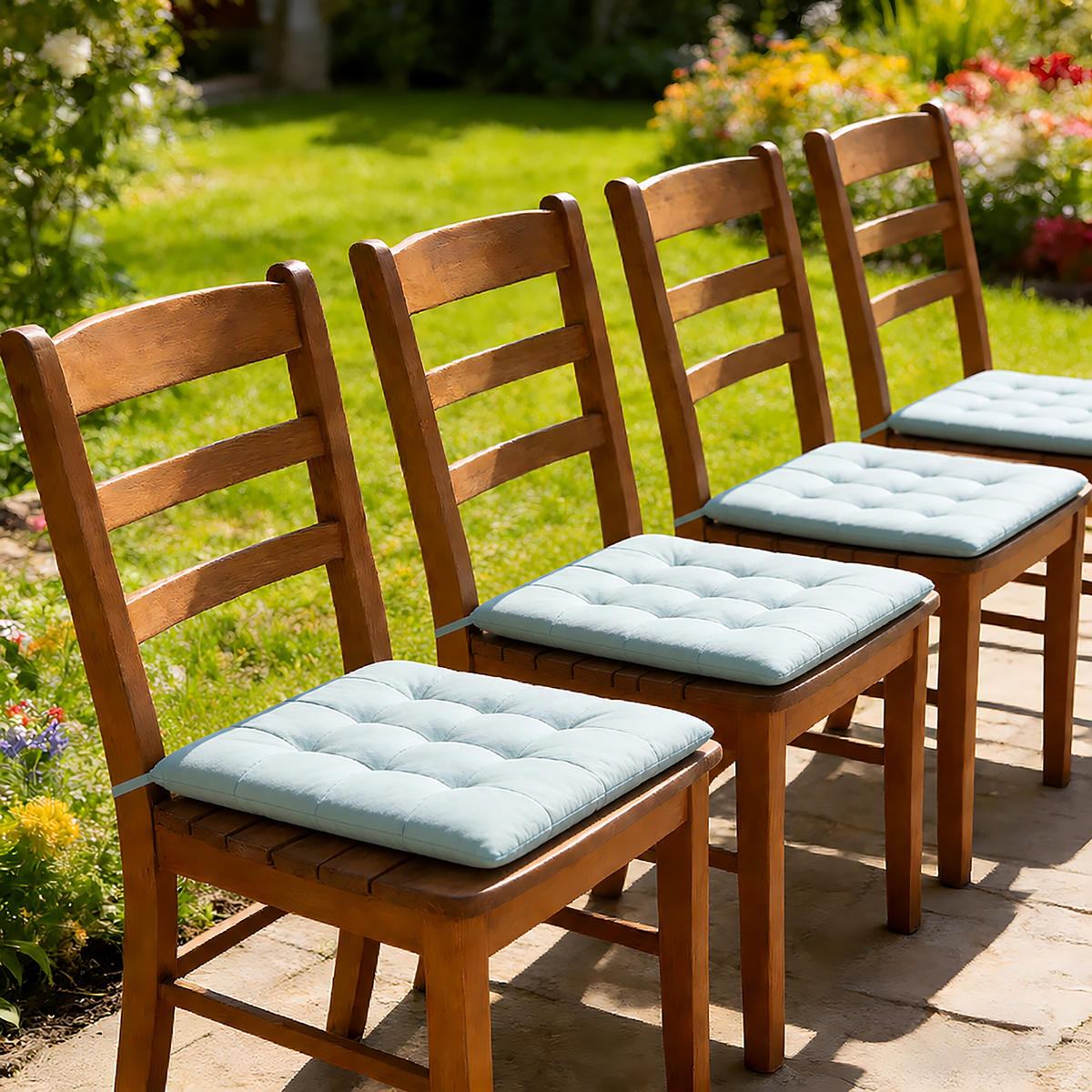 JASTUCI Svijetlo zelena prošiveni 4-dijelni-set 40x40 cm - zelena, tekstil/plastika (40/40/5cm) - Relaxdays