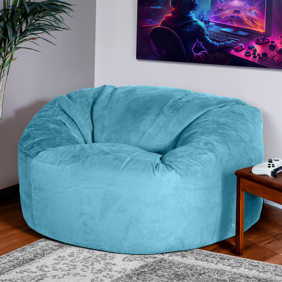RIESEN-SITZSACK XXL JUMBO Velours 5ft - Hellblau, Textil (150/120/150cm) - Green Bean