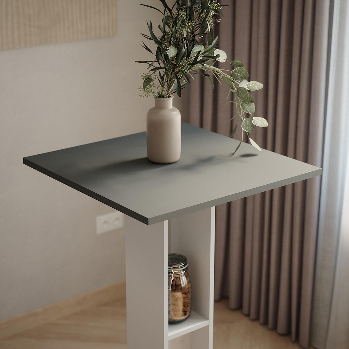 BAROVÝ STŮL Repose Bílá/antracitová - bílá/antracitová, kompozitní dřevo (65/65/106cm) - Vicco