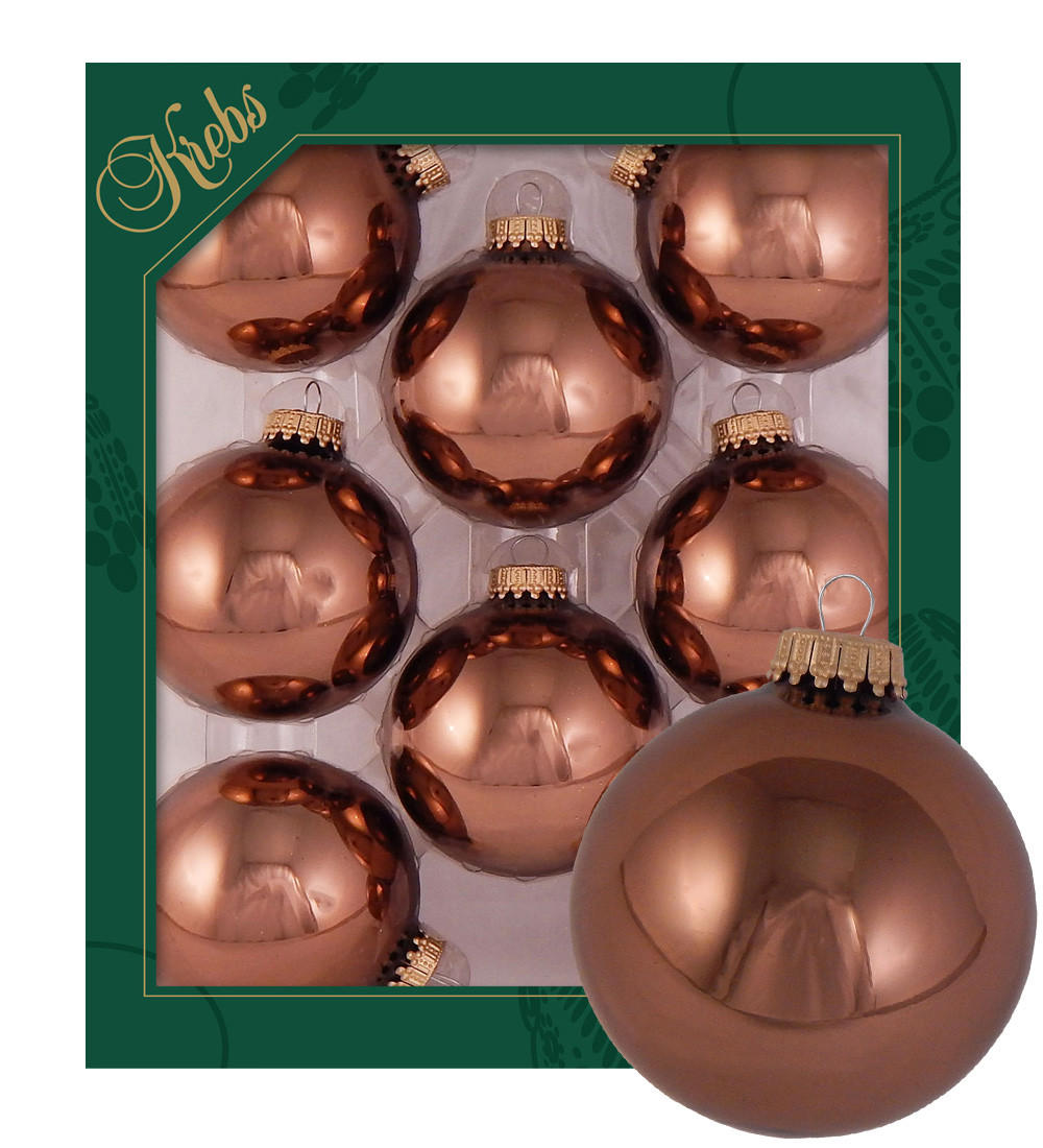 CHRISTBAUMKUGELN Uni-Design Marcella Braun 7cm (Glas / 8 Stk.) - Braun, Glas (7/7/7cm) - Krebs Glas Lauscha