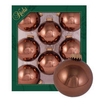 CHRISTBAUMKUGELN Uni-Design Marcella Braun 7cm (Glas / 8 Stk.) - Braun, Glas (7/7/7cm) - Krebs Glas Lauscha